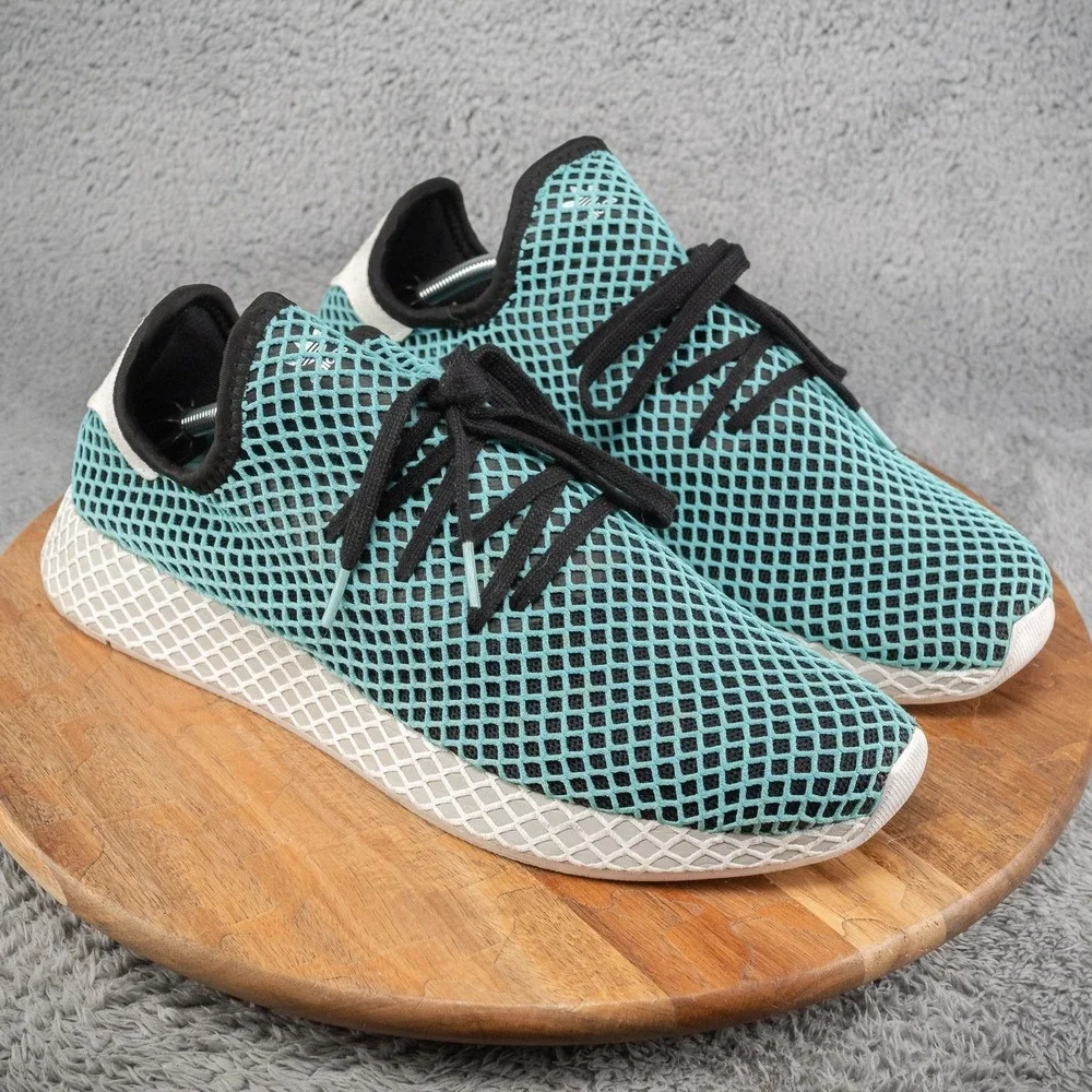 Adidas Originals Parley Men's SZ‎ 13 Deerupt Runner Blue & Black Sneakers CQ2623